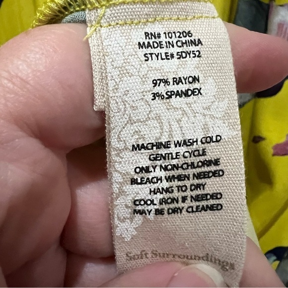 Soft Surroundings 1X Yellow Floral Smocked Back Off the Shoulder Maxi Dress O3 - Picture 6 of 6